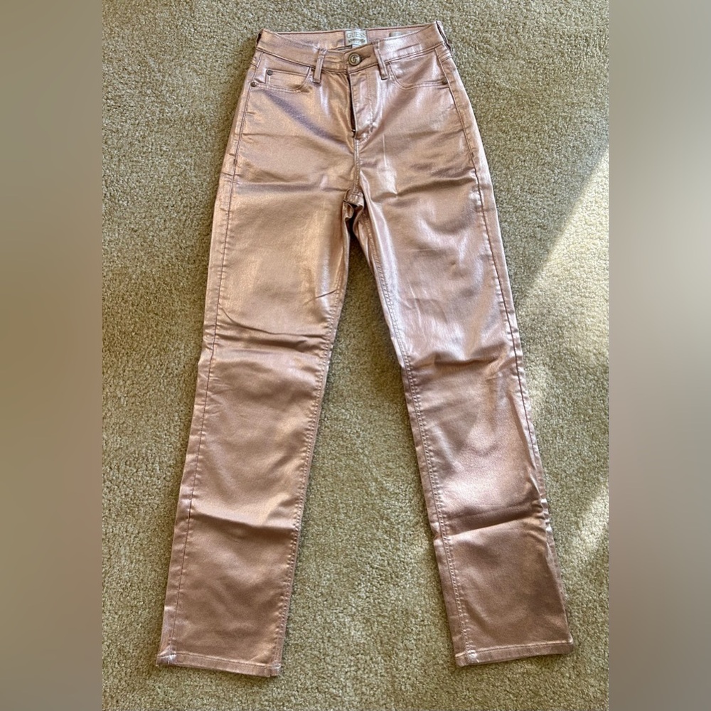 Guess Metallic Rose Straight Leg Jeans